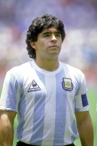 Diego Maradona captaining Argentina